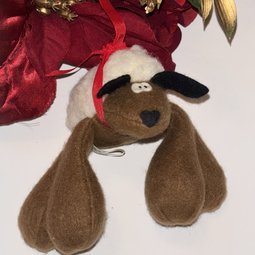 Hallmark Cards Lamb Christmas Ornament Wool Style Fabric Sheep Vintage Hallmark